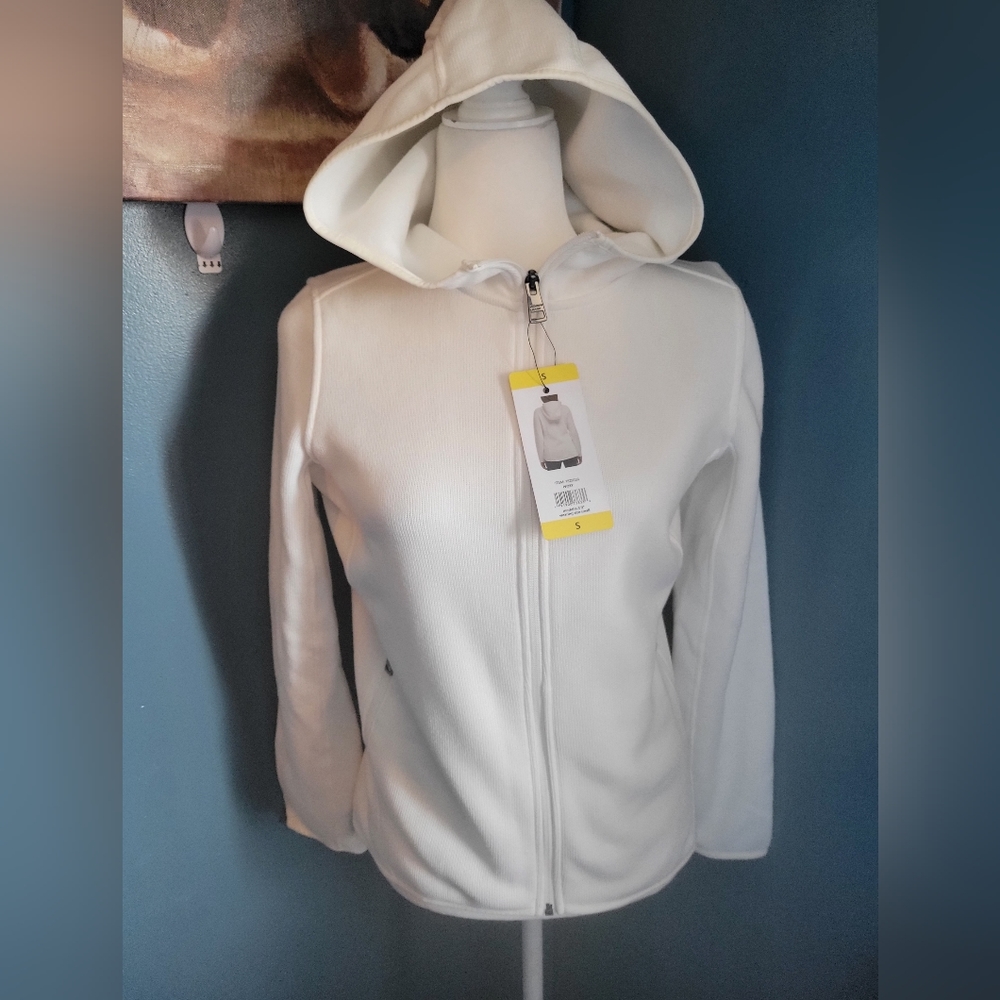 Andrew Marc White Hooded Fleece Jacket